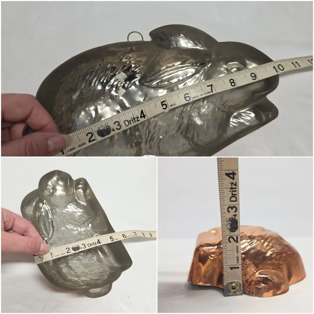 Vintage Copper Bunny Rabbit Jello Mold Kitchen Wall Hanging Decor Korea